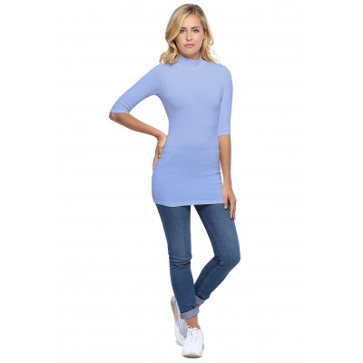 Tee-shirt long col montant et manches 3-4 en modal PENNY09