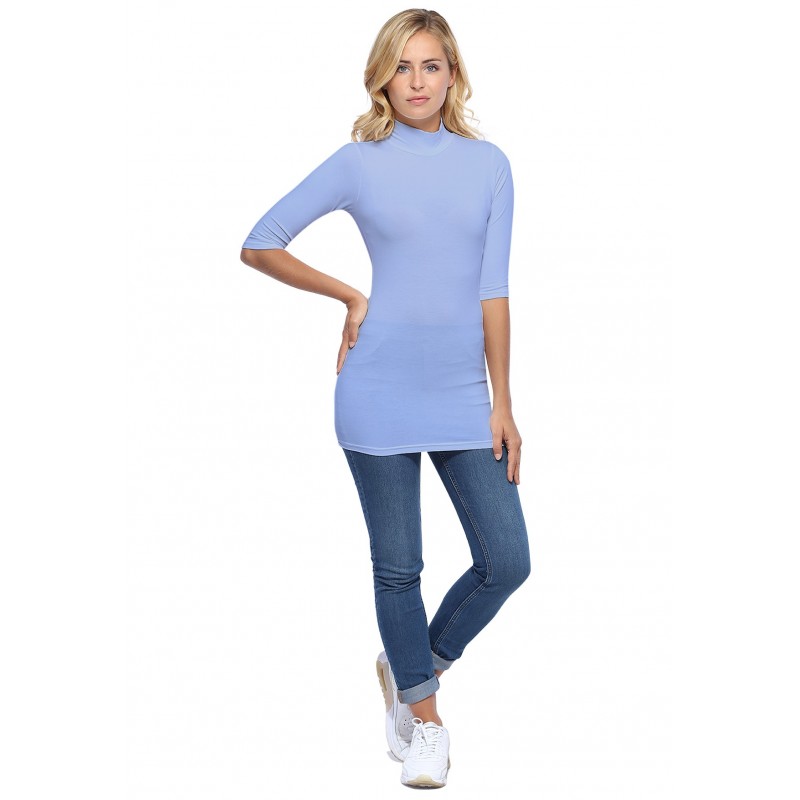 Tee-shirt long col montant et manches 3-4 en modal PENNY09 Tee-shirt long col montant et manches 3-4 en modal PENNY09