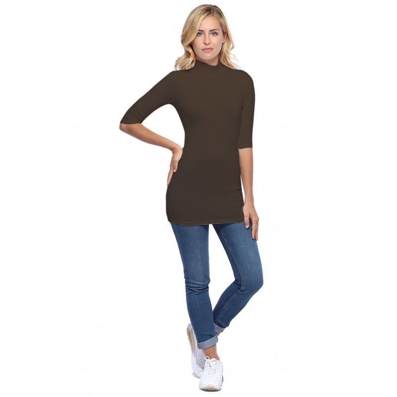 Tee-shirt long col montant et manches 3-4 en modal PENNY09 Tee-shirt long col montant et manches 3-4 en modal PENNY09