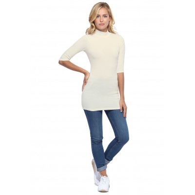 Tee-shirt long col montant et manches 3-4 en modal PENNY09
