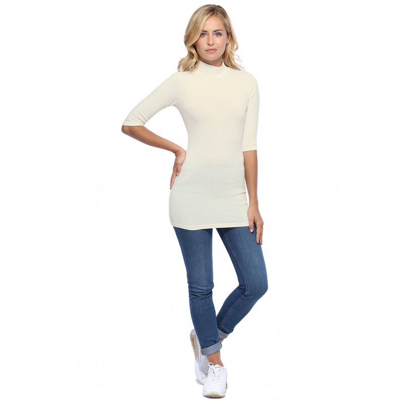 Tee-shirt long col montant et manches 3-4 en modal PENNY09 Tee-shirt long col montant et manches 3-4 en modal PENNY09