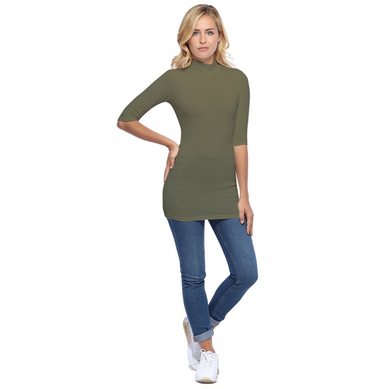 Tee-shirt long col montant et manches 3-4 en modal PENNY09 Tee-shirt long col montant et manches 3-4 en modal PENNY09