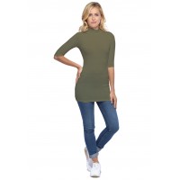Tee-shirt long col montant et manches 3-4 en modal PENNY09