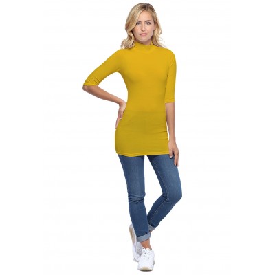 Tee-shirt long col montant et manches 3-4 en modal PENNY09