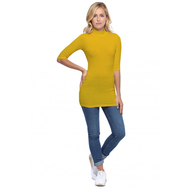 Tee-shirt long col montant et manches 3-4 en modal PENNY09 Tee-shirt long col montant et manches 3-4 en modal PENNY09