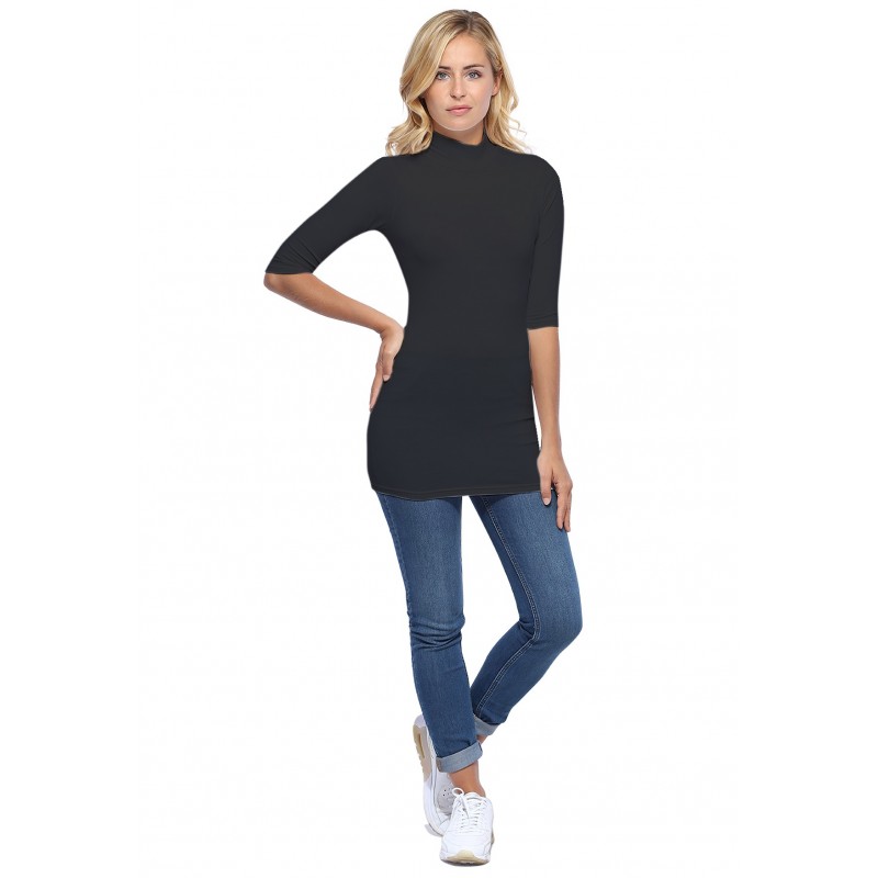 Tee-shirt long col montant et manches 3-4 en modal PENNY09 Tee-shirt long col montant et manches 3-4 en modal PENNY09
