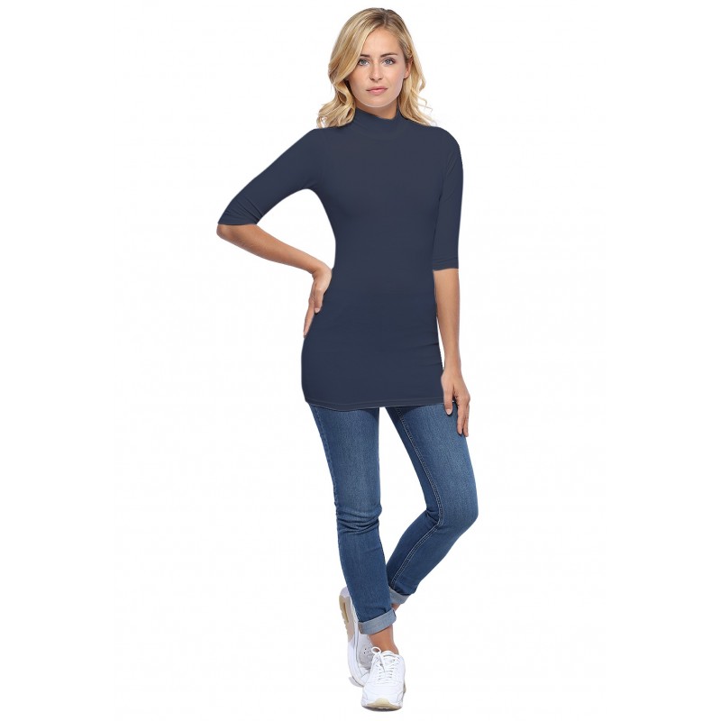 Tee-shirt long col montant et manches 3-4 en modal PENNY09 Tee-shirt long col montant et manches 3-4 en modal PENNY09