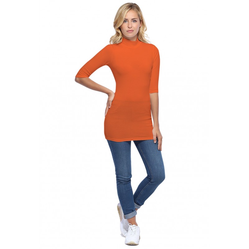 Tee-shirt long col montant et manches 3-4 en modal PENNY09 Tee-shirt long col montant et manches 3-4 en modal PENNY09