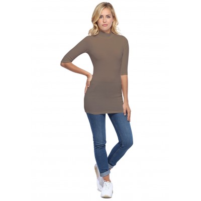 Tee-shirt long col montant et manches 3-4 en modal PENNY09