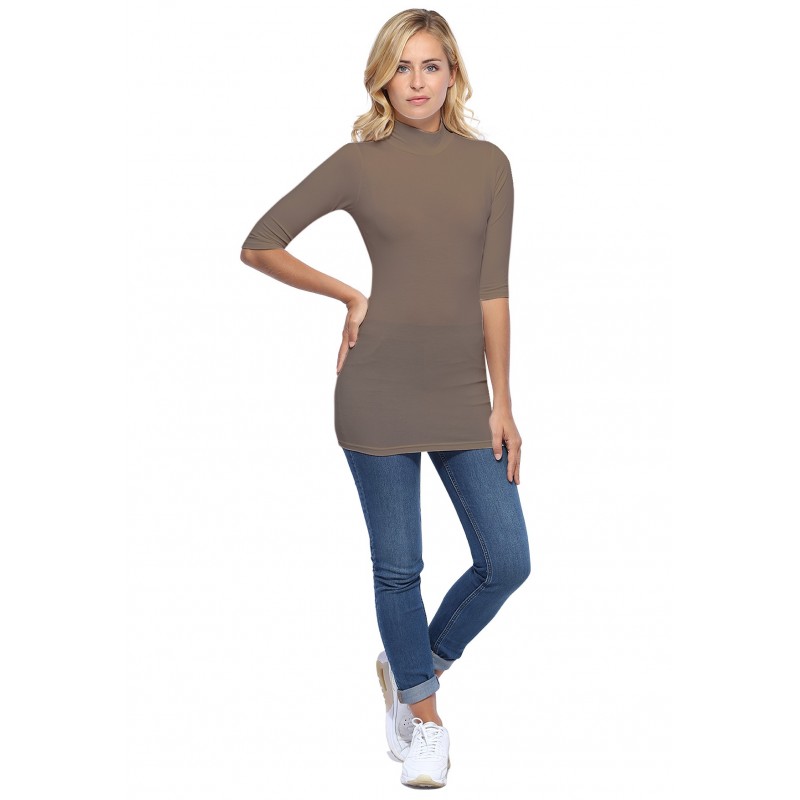Tee-shirt long col montant et manches 3-4 en modal PENNY09 Tee-shirt long col montant et manches 3-4 en modal PENNY09