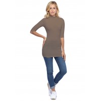 Tee-shirt long col montant et manches 3-4 en modal PENNY09