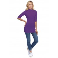 Tee-shirt long col montant et manches 3-4 en modal PENNY09