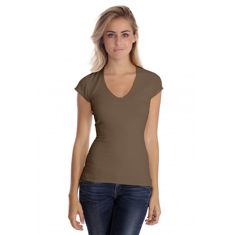 T-shirt col V manche courte cape en modal SYLVIA02 T-shirt col V manche courte cape en modal SYLVIA02