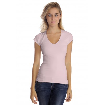 T-shirt col V manche courte cape en modal SYLVIA02