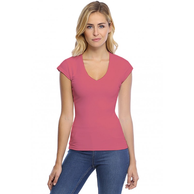 T-shirt col V manche courte cape en modal SYLVIA02 T-shirt col V manche courte cape en modal SYLVIA02