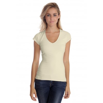 T-shirt col V manche courte cape en modal SYLVIA02