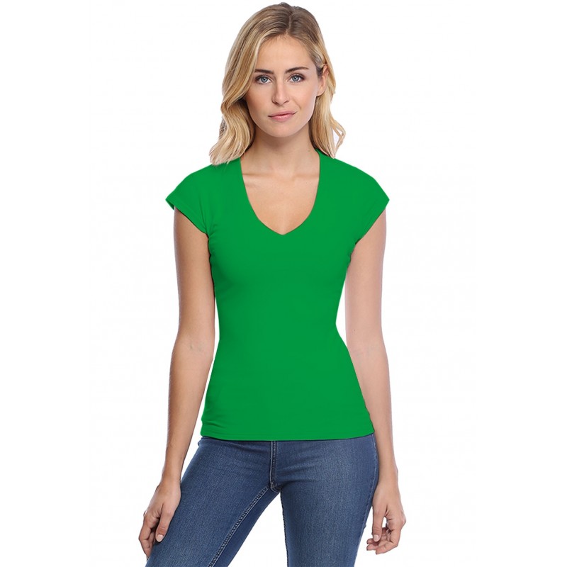 T-shirt col V manche courte cape en modal SYLVIA02 T-shirt col V manche courte cape en modal SYLVIA02