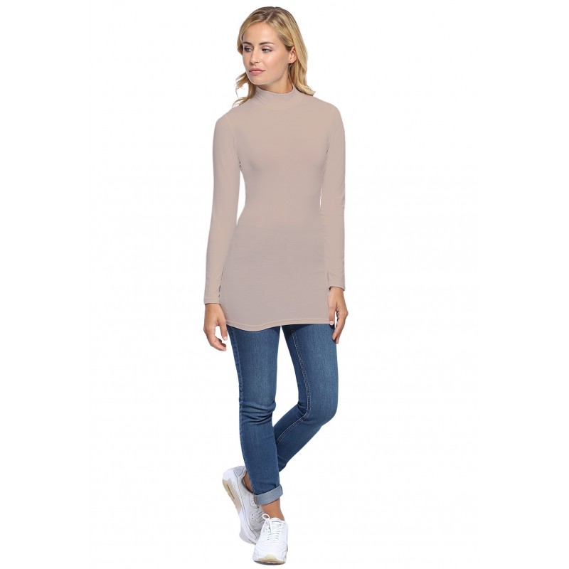 Tee-shirt long col montant et manches longues en modal PENNY10 Tee-shirt long col montant et manches longues en modal PENNY10