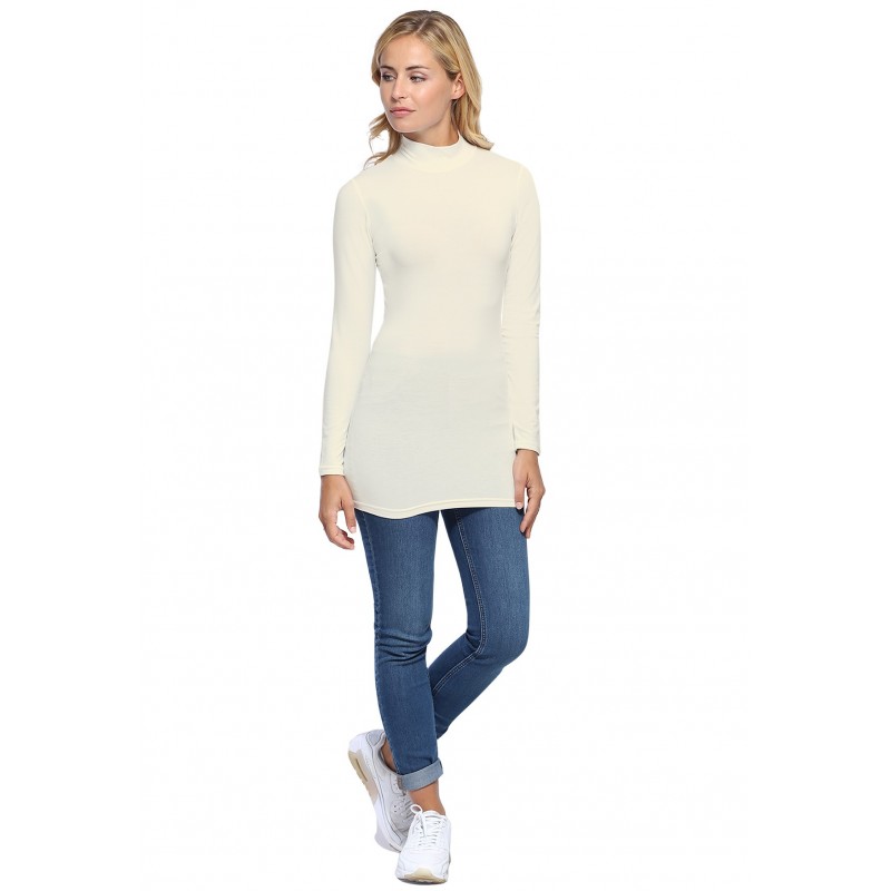 Tee-shirt long col montant et manches longues en modal PENNY10 Tee-shirt long col montant et manches longues en modal PENNY10