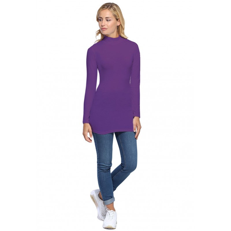 Tee-shirt long col montant et manches longues en modal PENNY10 Tee-shirt long col montant et manches longues en modal PENNY10