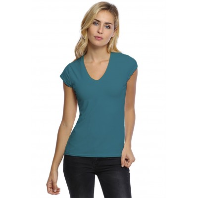 T-shirt col V manches courtes capes en modal JUNE02