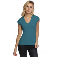 T-shirt col V manches courtes capes en modal JUNE02