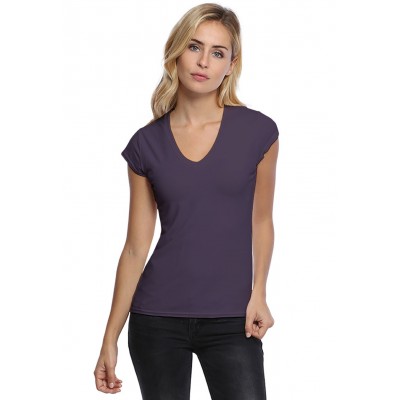 T-shirt col V manches courtes capes en modal JUNE02