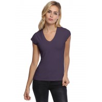 T-shirt col V manches courtes capes en modal JUNE02