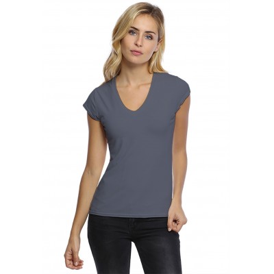 T-shirt col V manches courtes capes en modal JUNE02