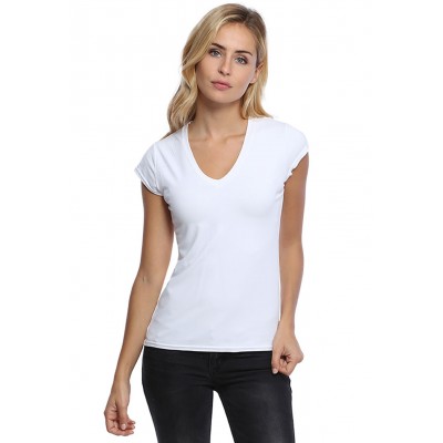 T-shirt col V manches courtes capes en modal JUNE02