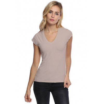 T-shirt col V manches courtes capes en modal JUNE02