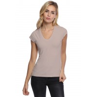 T-shirt col V manches courtes capes en modal JUNE02