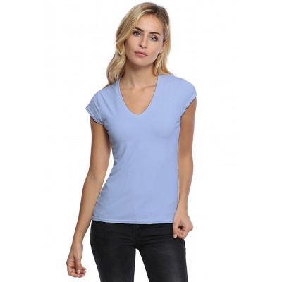 T-shirt col V manches courtes capes en modal JUNE02