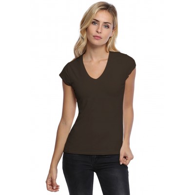 T-shirt col V manches courtes capes en modal JUNE02