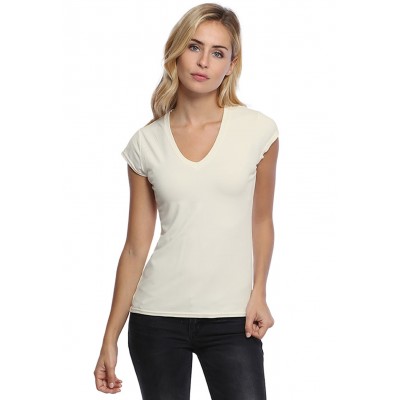 T-shirt col V manches courtes capes en modal JUNE02