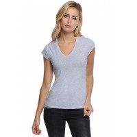 T-shirt col V manches courtes capes en modal JUNE02