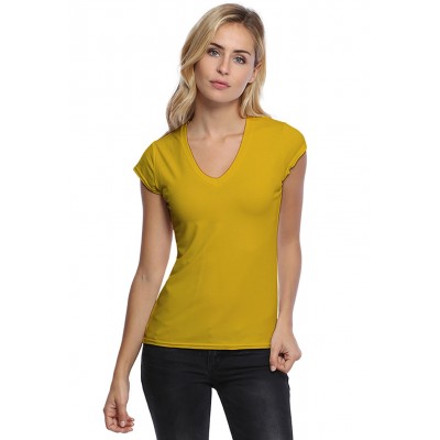 T-shirt col V manches courtes capes en modal JUNE02