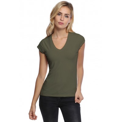 T-shirt col V manches courtes capes en modal JUNE02