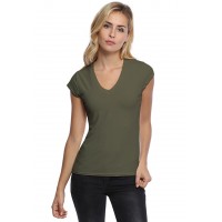 T-shirt col V manches courtes capes en modal JUNE02