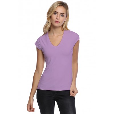 T-shirt col V manches courtes capes en modal JUNE02