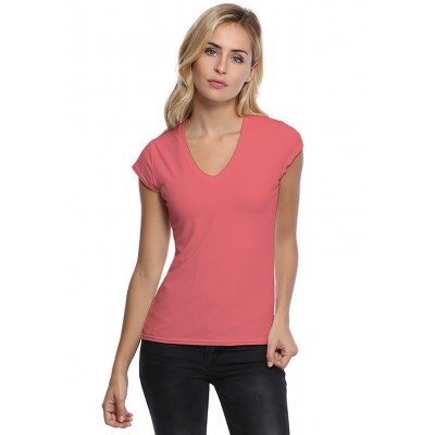 T-shirt col V manches courtes capes en modal JUNE02