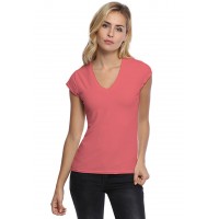 T-shirt col V manches courtes capes en modal JUNE02