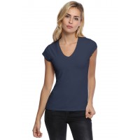 T-shirt col V manches courtes capes en modal JUNE02
