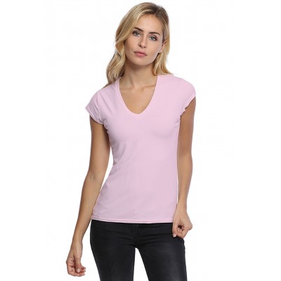 T-shirt col V manches courtes capes en modal JUNE02