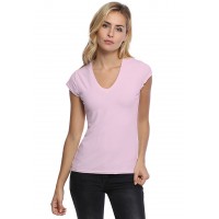 T-shirt col V manches courtes capes en modal JUNE02