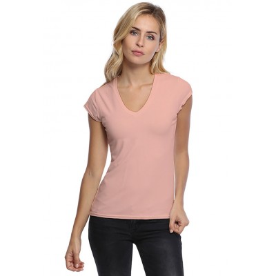 T-shirt col V manches courtes capes en modal JUNE02