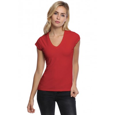 T-shirt col V manches courtes capes en modal JUNE02