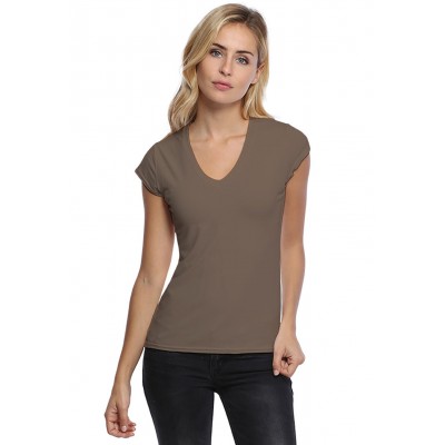 T-shirt col V manches courtes capes en modal JUNE02