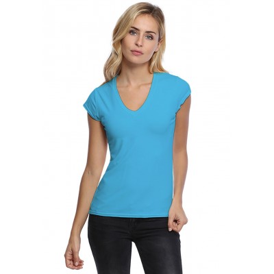 T-shirt col V manches courtes capes en modal JUNE02