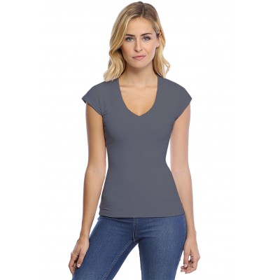 T-shirt col V manche courte cape en modal SYLVIA02